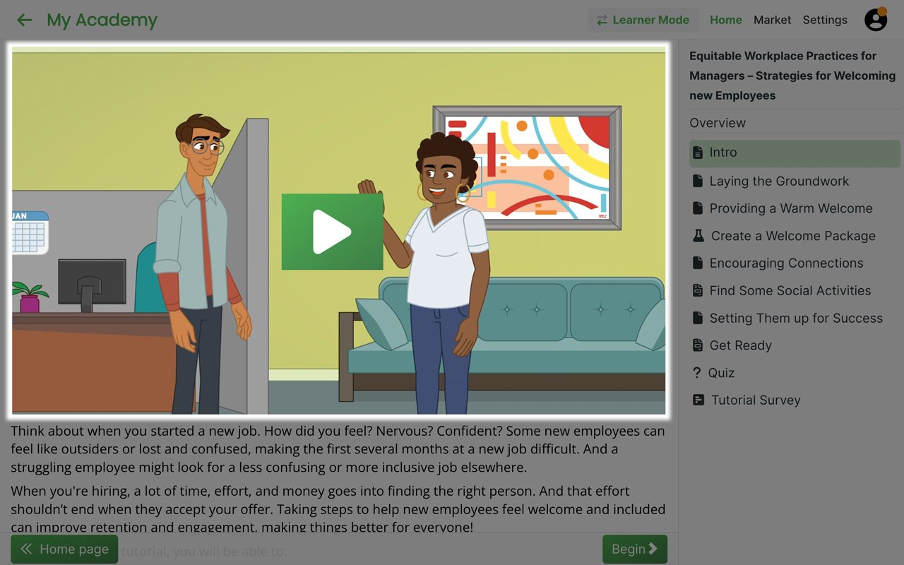 niche academy tutorial with video highlighted